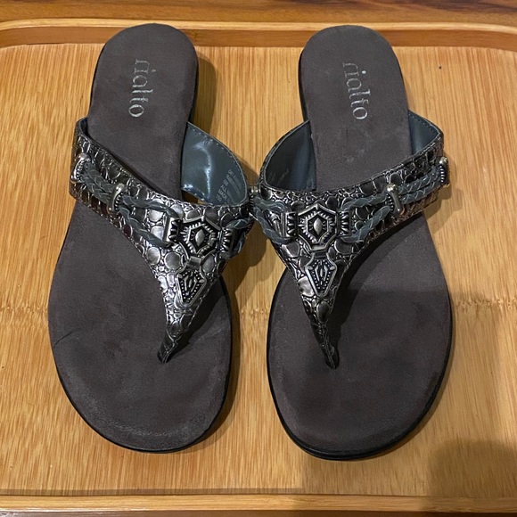 Rialto Pewter Embellished Sandals - Picture 1 of 4